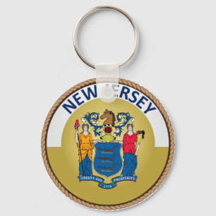 State of New Jersey Flag Seal Key Ring
