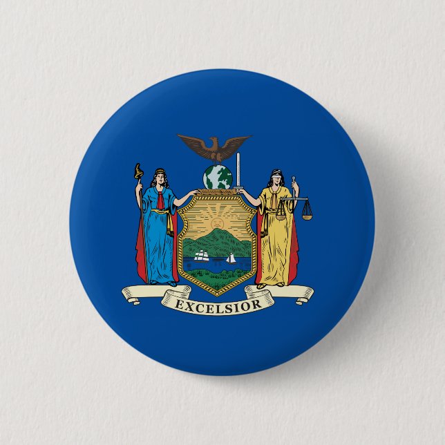 State of New York flag 6 Cm Round Badge (Front)