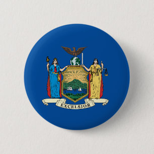 State of New York flag 6 Cm Round Badge