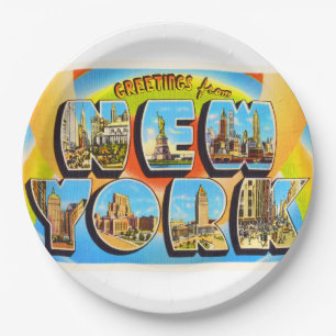 State of New York NY Old Vintage Travel Souvenir Paper Plate