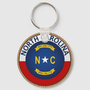 State of North Carolina Flag Seal Key Ring