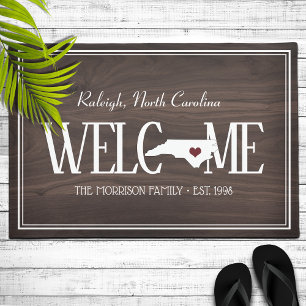 State of North Carolina Personalised Woodgrain Doormat