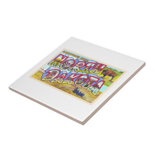 State of North Dakota ND Large Letter Postcard Tile