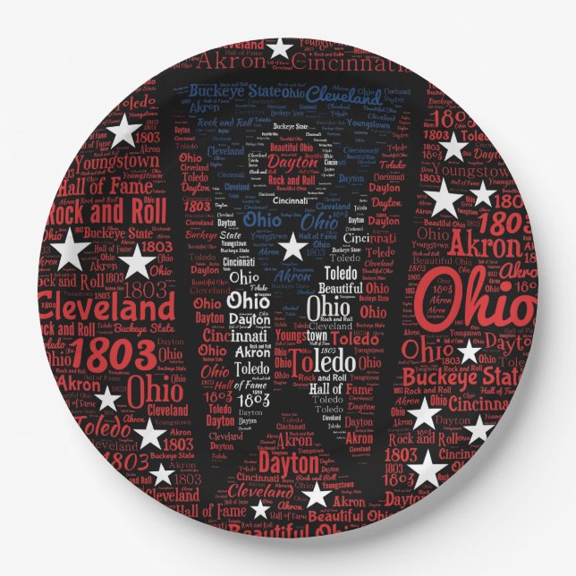State of Ohio Buckeyes Paper Plates 9" (Front)
