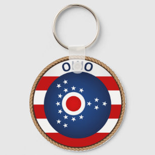 State of Ohio Flag Seal Key Ring
