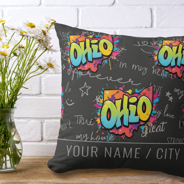 State of Ohio graffiti home decor decoration  Cushion (Creator Uploaded)