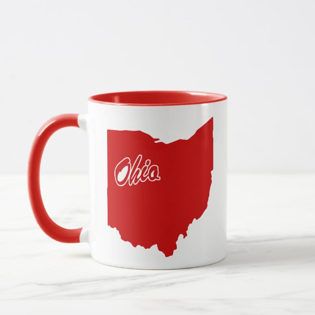 State Of Ohio Shape Red Mug (Left)