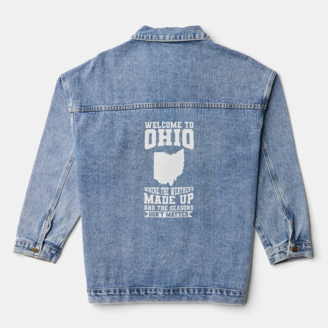 State Of Ohio Welcome To Ohio  Ohio  Denim Jacket (Back)