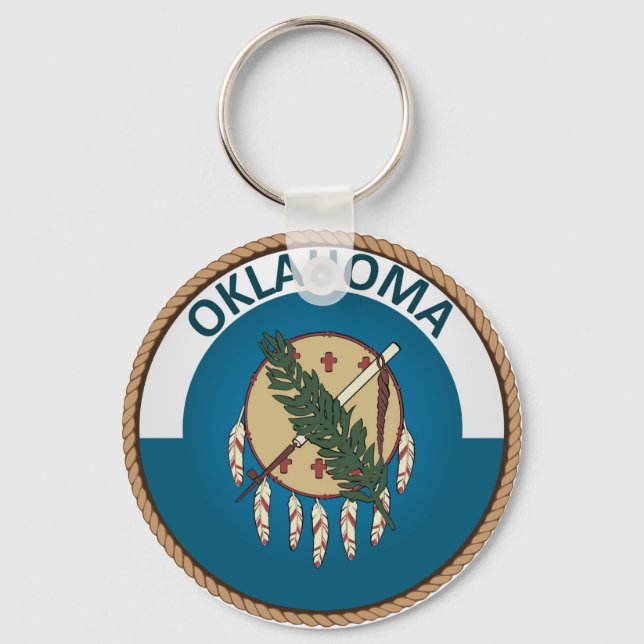 State of Oklahoma Flag Seal Key Ring (Front)