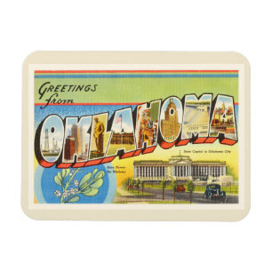 State of Oklahoma OK Old Vintage Travel Souvenir Magnet