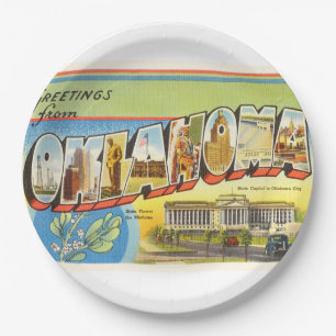 State of Oklahoma OK Old Vintage Travel Souvenir Paper Plate