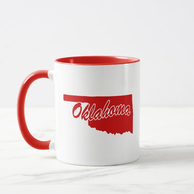 State Of Oklahoma Shape Red Mug (Left)