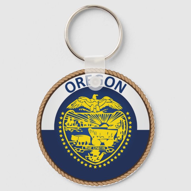 State of Oregon Flag Seal Key Ring (Front)