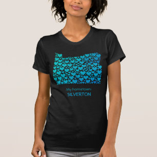 State of Oregon Silhouette Hearts & Hometown  T-Shirt
