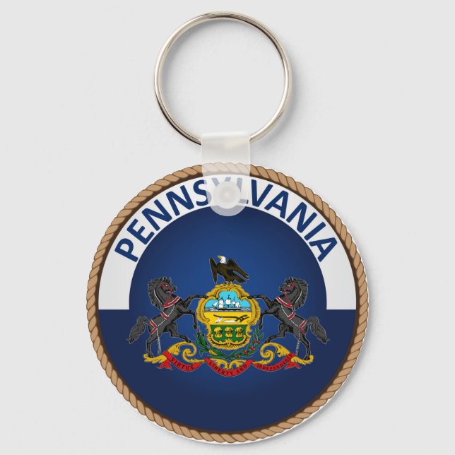 State of Pennsylvania Flag Seal Key Ring (Front)