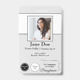 State of Pennsylvania Notary Public Badge QR Code ID Badge