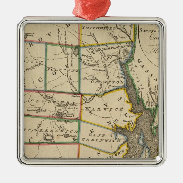 State of Rhode Island 3 Metal Tree Decoration (Front)