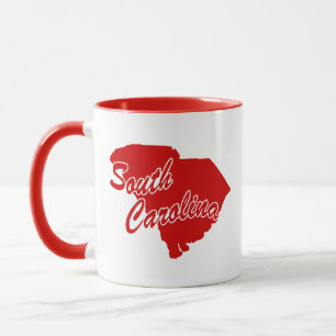 State Of South Carolina Shape Red Mug