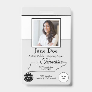 State of Tennessee Notary Public Badge w/ QR Code ID Badge