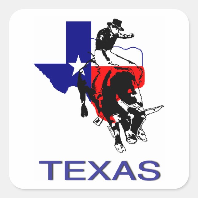 State of Texas Rodeo Bull Rider Square Sticker (Front)