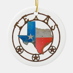 State of Texas Wrought Iron Ceramic Tree Decoration