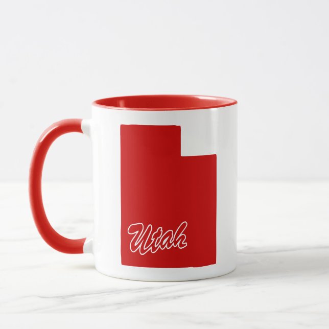 State Of Utah Shape Red Mug (Left)