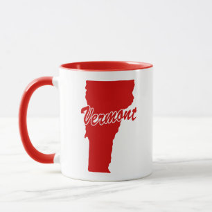State Of Vermont Shape Red Mug
