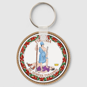 State of Virginia Flag Seal Key Ring