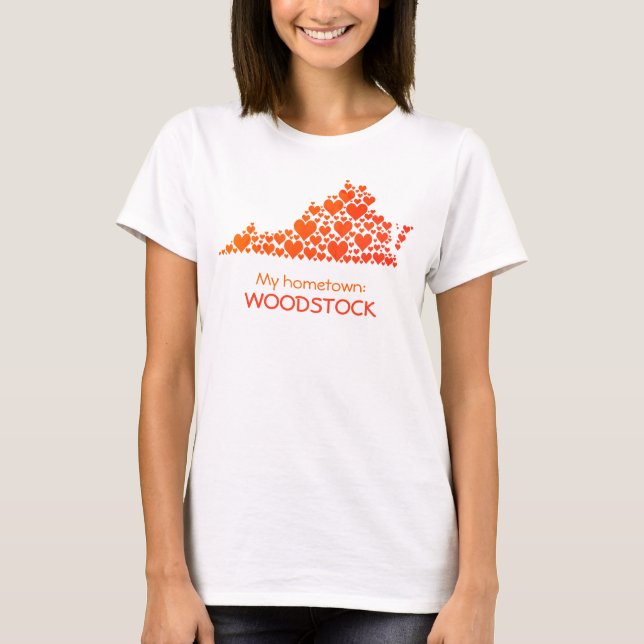 State of Virginia Silhouette Hearts & Hometown T-Shirt (Front)