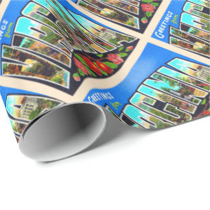 State of Virginia VA Vintage Large Letter Postcard Wrapping Paper