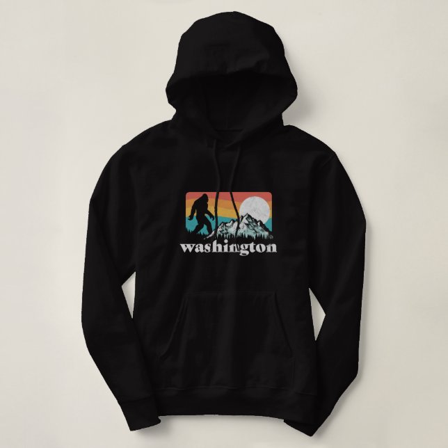 State of Washington Pacific Northwest Bigfoot Moun Hoodie (Design Front)