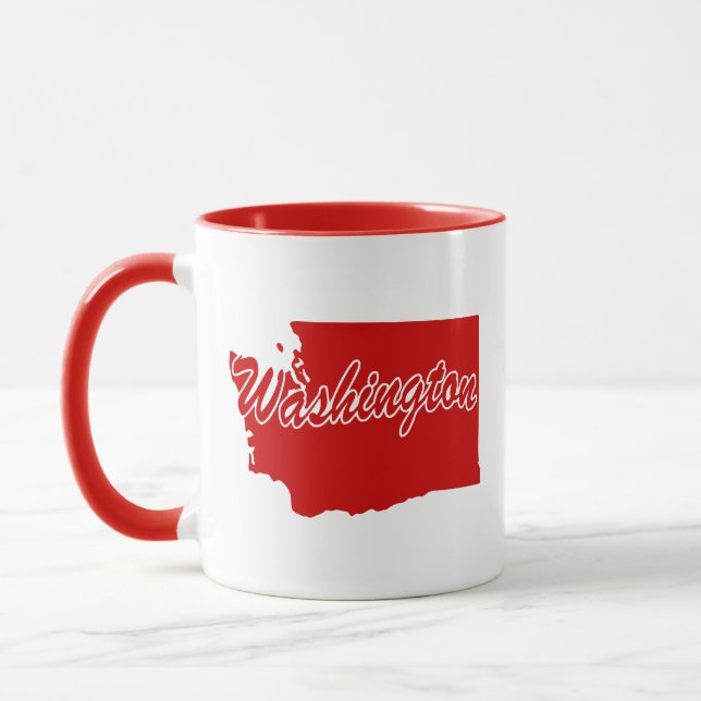 State Of Washington Shape Red Mug (Left)