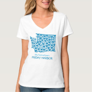 State of Washington Silhouette Hearts & Hometown T-Shirt