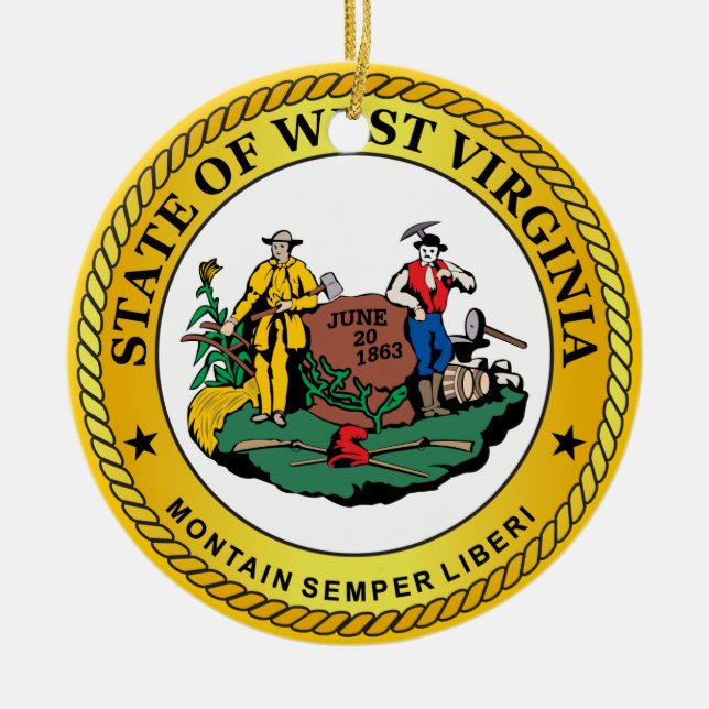 State of West Virginia seal Ceramic Tree Decoration (Front)