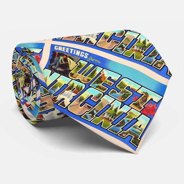 State of West Virginia WV Large Letter Postcard Tie (Rolled)