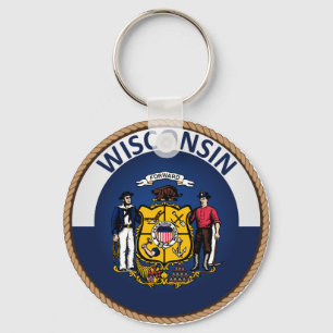 State of Wisconsin Flag Seal Key Ring