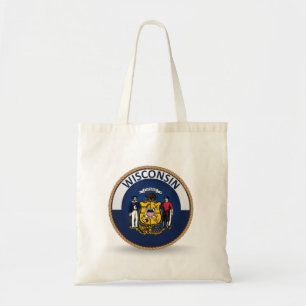 State of Wisconsin Flag Seal Tote Bag