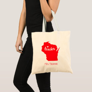 State of Wisconsin Personalised Teacher Tote Bag