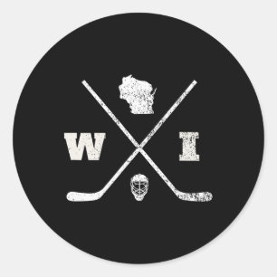 State Of Wisconsin Vintage Hockey Classic Round Sticker