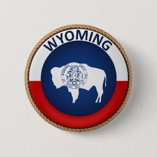 State of Wyoming Flag Seal Button