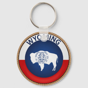 State of Wyoming Flag Seal Key Ring