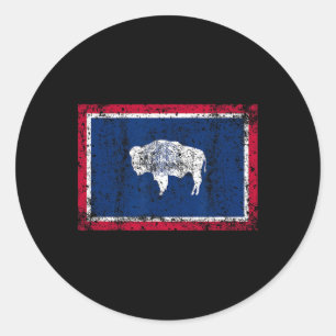 State Of Wyoming Flag Vintage Men Women Kids Gift Classic Round Sticker
