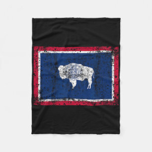 State Of Wyoming Flag Vintage Men Women Kids Gift Fleece Blanket