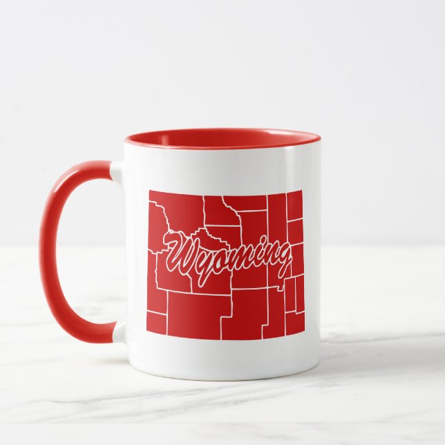 State Of Wyoming Shape Red Mug (Left)