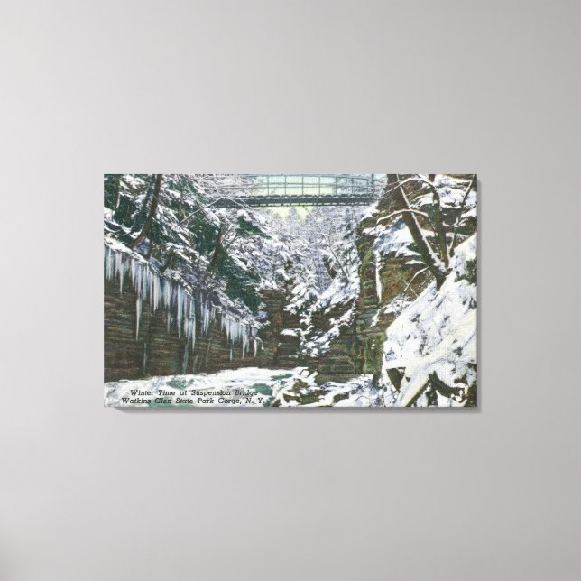 State Park Gorge Suspension Bridge View in Canvas Print (Front)
