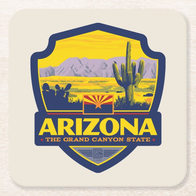 State Pride | Arizona 2 Square Paper Coaster (Front)