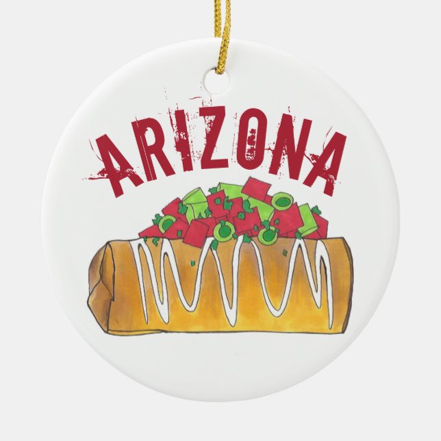 State Pride Arizona AZ Tex Mex Chimichanga Ceramic Tree Decoration (Front)