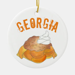 State Pride Atlanta Georgia Southern Peach Cobbler Ceramic Tree Decoration