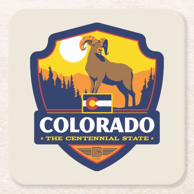 State Pride | Colorado Square Paper Coaster (Front)