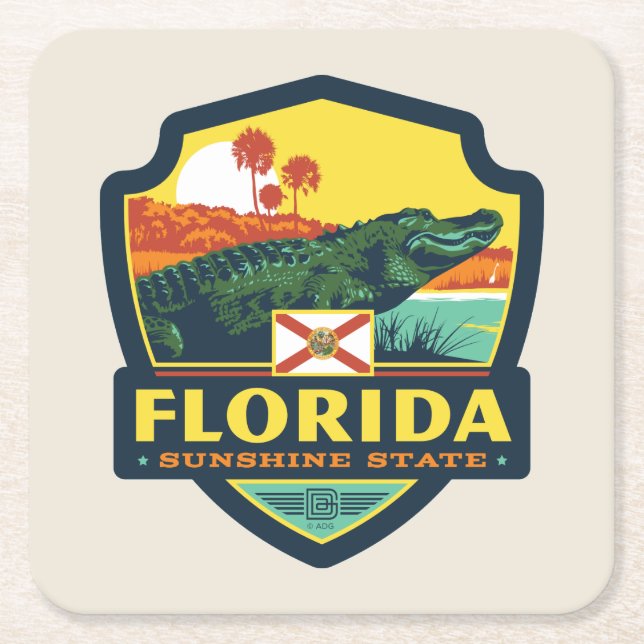 State Pride | Florida Square Paper Coaster (Front)